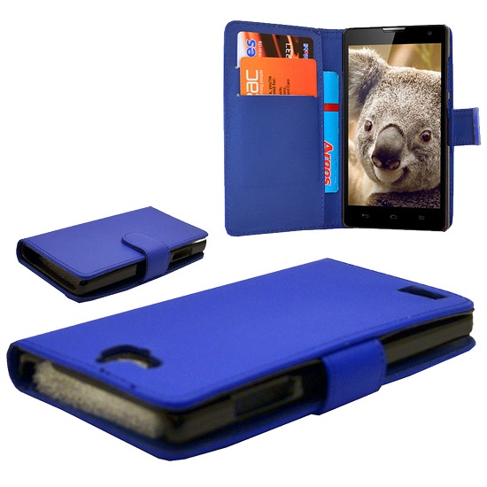 Leather Wallet Case for Huawei Honor 3C Blue (OEM)