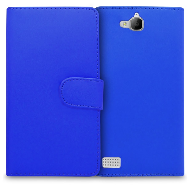 Leather Wallet Case for Huawei Honor 3C Blue (OEM)
