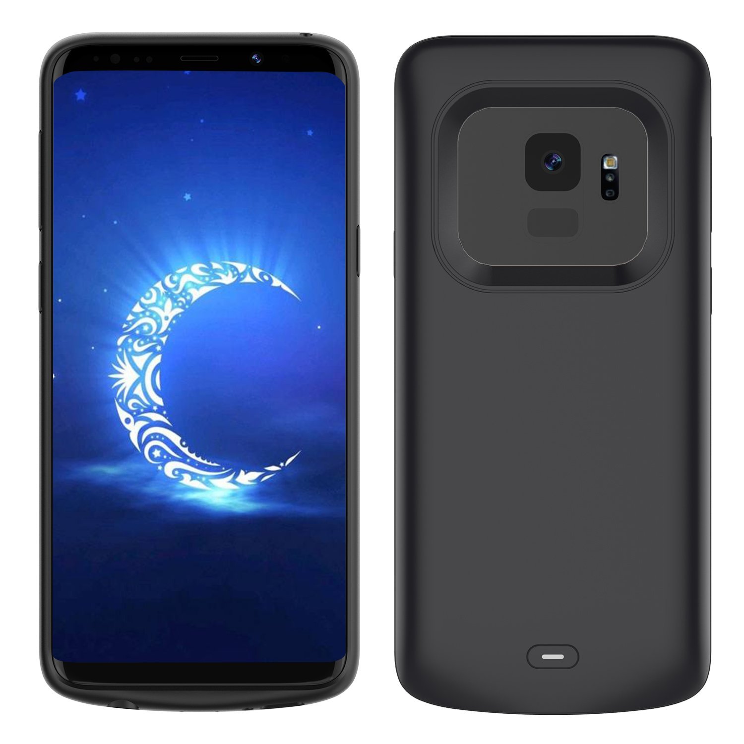 Rechargeable Portable External Battery Charger Pack  For Samsung Galaxy S9 plus 5200mAh Extended Power Bank Backup Charging Protective Case Cover Black (OEM)