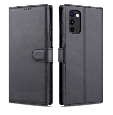 Samsung A12 Leather Book Cover Case (Black) (OEM)