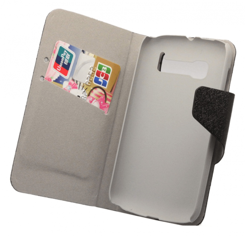 Leather Wallet Stand/Case for Alcatel One Touch Pop C5 (OT-5036D) Black (OEM)
