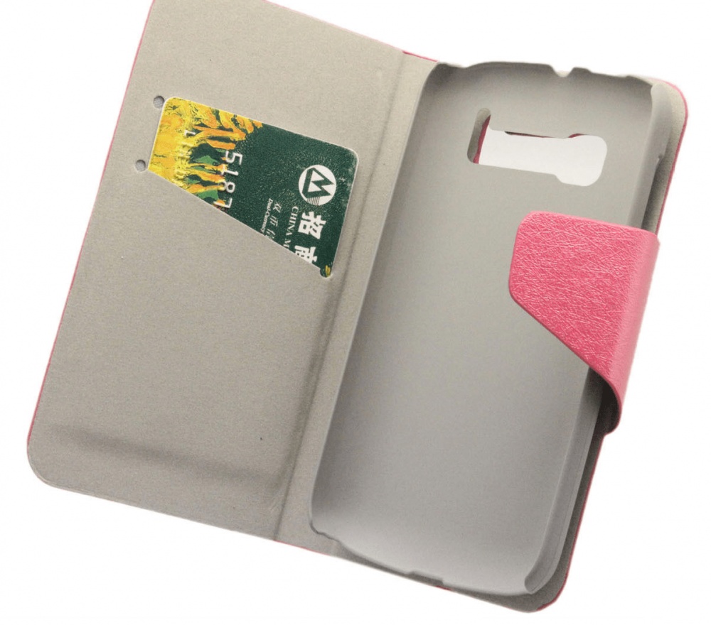 Leather Wallet Stand/Case for Alcatel One Touch Pop C5 (OT-5036D) Fancy Pink (OEM)
