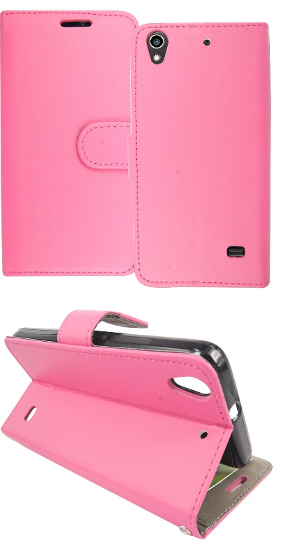 Huawei Ascend G620s Leather Wallet Stand/Case (Magenta) (OEM)