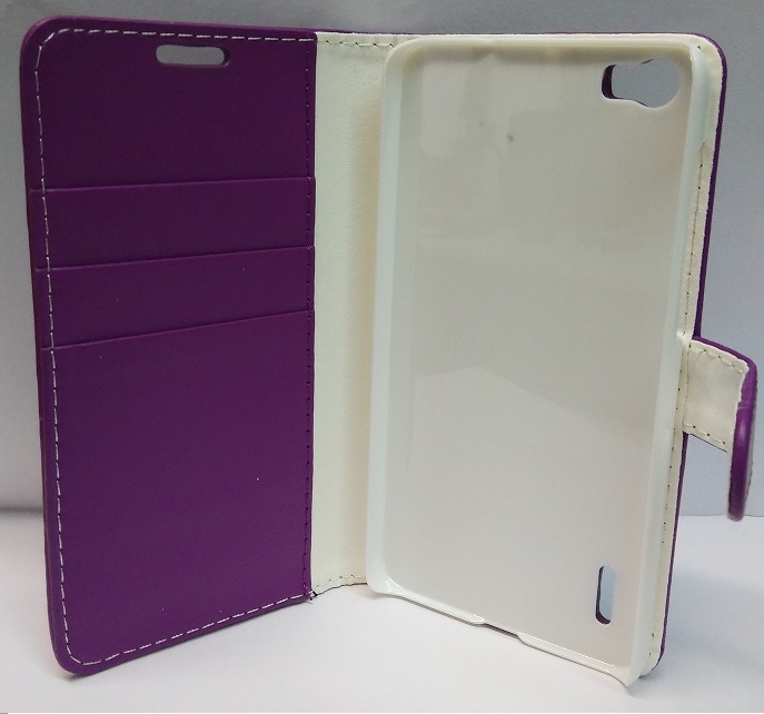 Leather Wallet Stand/Case for Huawei Honor 6 Purple (OEM)