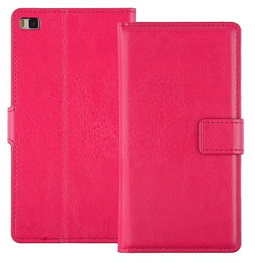 Leather Stand Wallet Case for Huawei P8 Lite Magenta (OEM)