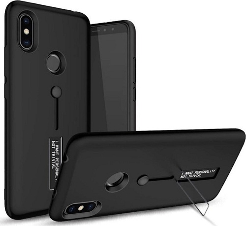 Xiaomi Mi A2 Kickstand Silicone Hard Case (Black)