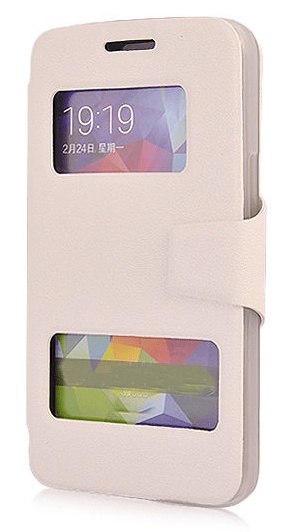 Δερμάτινη Stand Θήκη/S-View για Alcatel OneTouch Scribe Easy 8000D Λευκή (OEM)
