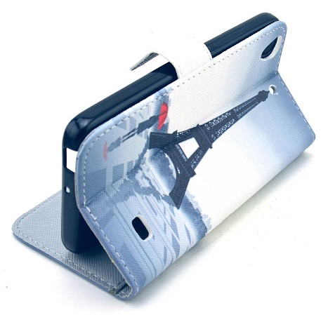 Leather Wallet Stand/Case for Huawei Ascend G620s (Eiffel Tower Design) (OEM)
