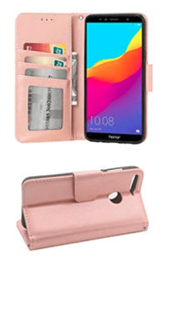 Leather Case foldable for Huawei Y7 (2018) / Y7 Prime (2018) / Honor 7C Pink Mettalic (OEM)