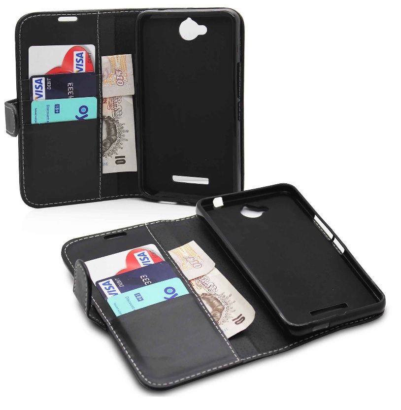 Vodafone Smart 4 max Leather Wallet Stand Case (Black) (OEM)