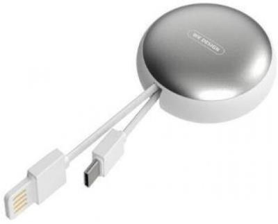 WK πτυσσόμενο USB 2 καλώδιο USB micro/ iphone - USB-A αρσενικό άσπρο-ασημί (WDC-063) (OEM)