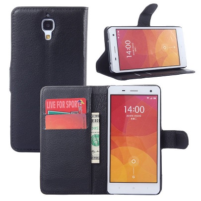 Xiaomi Mi 4 Leather Wallet Stand Case (Black) (OEM)