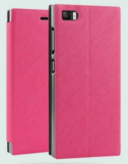 Xiaomi Mi3 - Δερμάτινη θήκη flip Με Σκληρό Πίσω Κάλυμμα Φούξια (OEM)