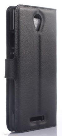 Xiaomi Redmi Note 2 Leather Wallet Stand Case with Plastic Back Cover (Black) (OEM)