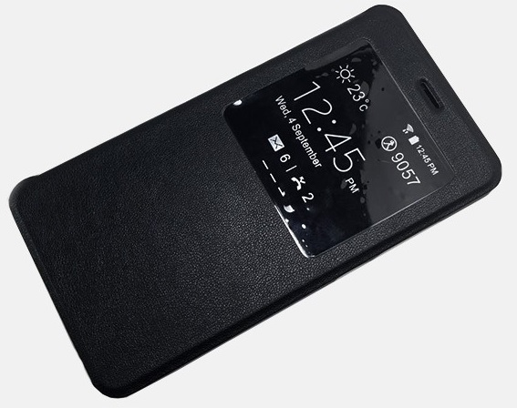 Xiaomi Redmi Note 3 Leather Wallet Case with Window & Back Plastic Cover (Black) (OEM)