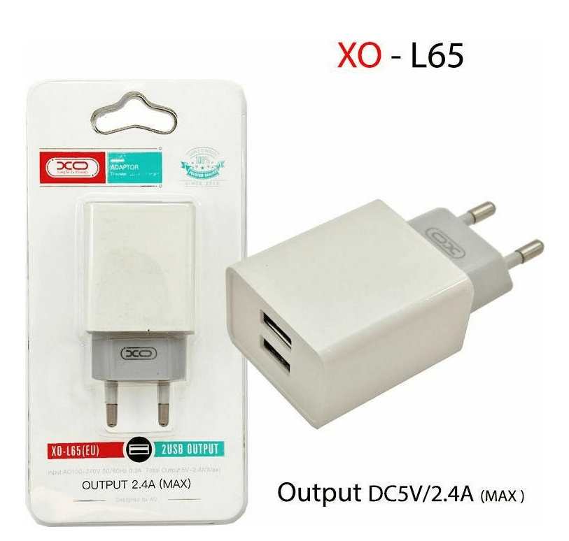 XO Dual-Port USB-A Fast Charger Cable (White) (XO-L65)