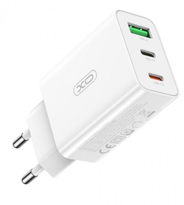 XO Φορτιστής Χωρίς Καλώδιο με Θύρα USB-A και 2 Θύρες USB-C 20W Power Delivery / Quick Charge 3 Λευκός (L101)