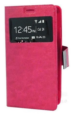 ZTE Blade A450 Leather Flip Case with Window (Magenta) (OEM)