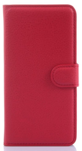 ZTE Blade A460 Leather Wallet Case with Plastic Back Cover (Red) (OEM)