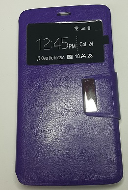 ZTE Blade V220 Leather Case with Window & Silicone Back Cover (Purple) (OEM)