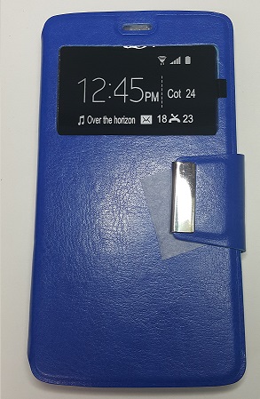 ZTE Blade V220 Leather Case with Window & Silicone Back Cover (Blue) (OEM)
