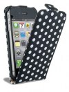 iPhone 5 Δερμάτινη Θήκη Μαύρη με άσπρες βούλες iPhone 5 Δερμάτινη Θήκη Μαύρη με άσπρες βούλες