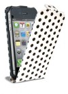 iPhone 5 Δερμάτινη Θήκη Άσπρη με μαύρες βούλες iPhone 5 Δερμάτινη Θήκη Άσπρη με μαύρες βούλες