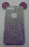 Σκληρή Θήκη TPU Gel για Apple iPhone 7 Plus Διαφανής Με Μώβ Sparklin Και Αυτάκια της Μίνι (OEM)