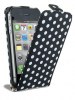 iPhone 5 Leather Case - Black with White Polka Dots