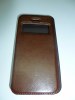 iPhone 5C Window-Style Side-Open Leather Case (Brown)