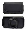 -Leather Flip Case Belt Clip for 4 inch mobile phones like iPhone SE Black (OEM)