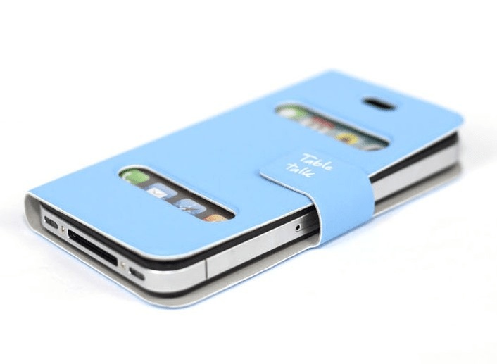 Apple iPhone 4/4S Caller ID Table Talk Flip Cover Case - Γαλάζιο (OEM)