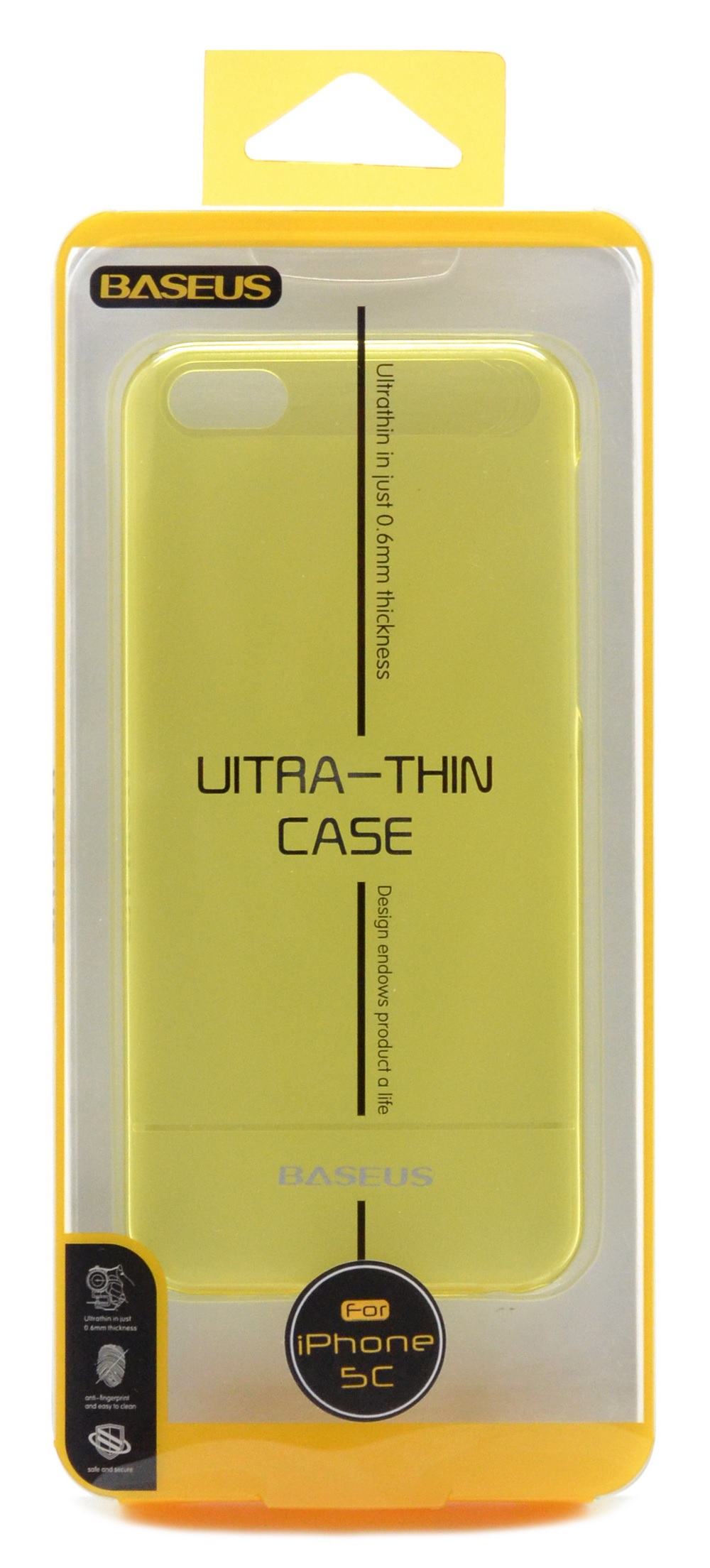 Apple iPhone 5C Ultra Thin Yellow Case 0.6 mm with Baseus Ultra Clear Anti-Fingerprint Screen Protector (Baseus)