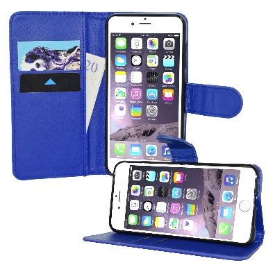 Apple iPhone 7 Plus Δερμάτινη Θήκη Πορτοφόλι Και Πίσω Κάλυμμα Σιλικόνης Μπλέ OEM