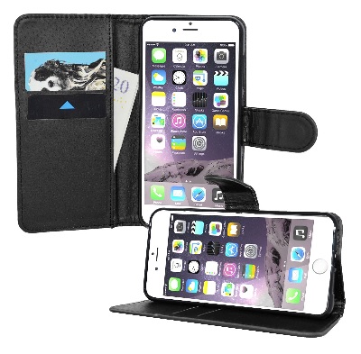 Apple iPhone 7 Plus Δερμάτινη Θήκη Πορτοφόλι Και Πίσω Κάλυμμα Σιλικόνης Μαύρο OEM