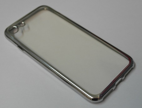 Apple iPhone 7 TPU Gel Case Clear With Silver Bumper OEM