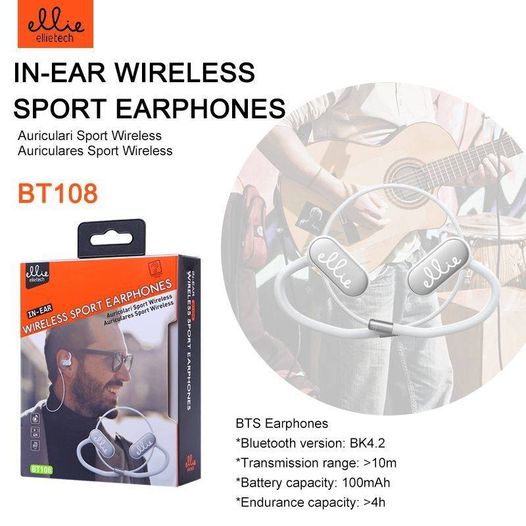 ELLIE In-Ear BT-108 Wireless Earphones (White)