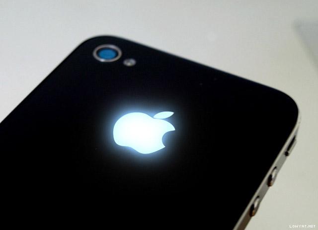 iPhone 4 Back Glass with Glowing Apple Logo (Black) (Repair Parts)