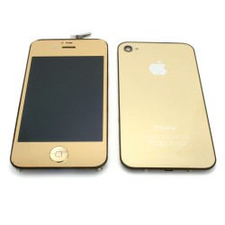 iPhone 4 Gold Full Kit: LCD, Touch Screen, Frame Assembly, Home Button & Back Cover (Repair Parts)