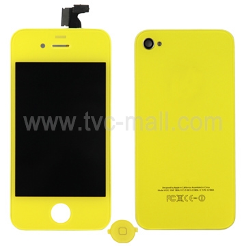 iPhone 4-inch LCD, Touch Screen, Frame Assembly, Home Button & Back Cover (Yellow)