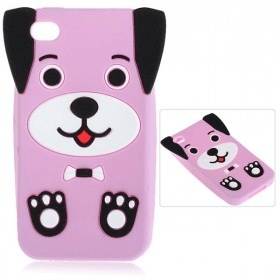 iPhone 4G / 4S  Μαλακή Θήκη Σιλικόνης Cute Dog Ανοιχτό Μώβ (OEM)