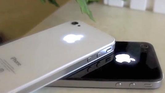 iPhone 4S Back Glass with glowing Apple Logo, Φωτιζόμενο πίσω καπάκι για iPhone 4S Πορτοκαλί