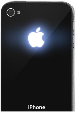 iPhone 4S Back Glass with glowing Apple Logo, Φωτιζόμενο πίσω καπάκι για iPhone 4S Μαύρο
