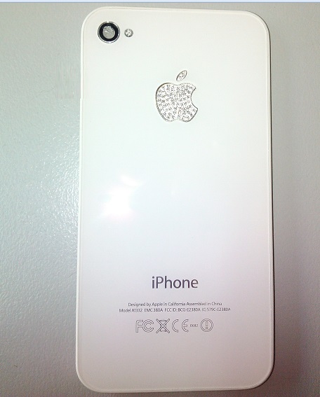 iPhone 4S Back Housing Assembly White with Swarovski Logo