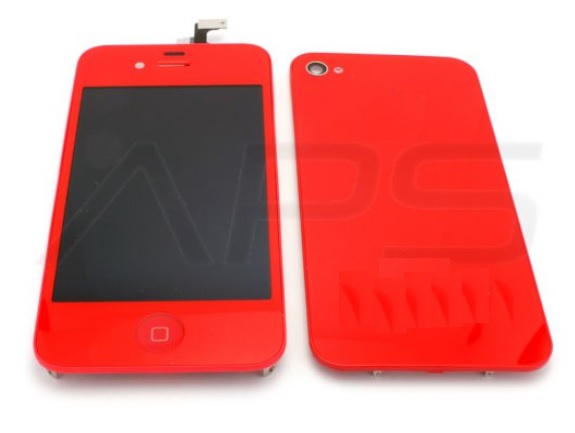 iPhone 4S Red Full Kit: LCD, Touch Screen, Frame Assembly, Home Button & Back Cover (Repair Parts)