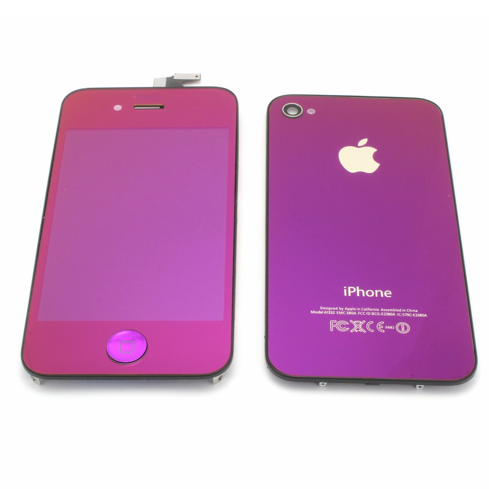 iPhone 4S Purple Full Kit - LCD, Touch Screen, Frame Assembly, Home Button & Back Cover (Repair Parts)