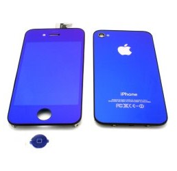 iPhone 4S Blue Full Kit: LCD, Touch Screen, Frame Assembly, Home Button & Back Cover (Repair Parts)