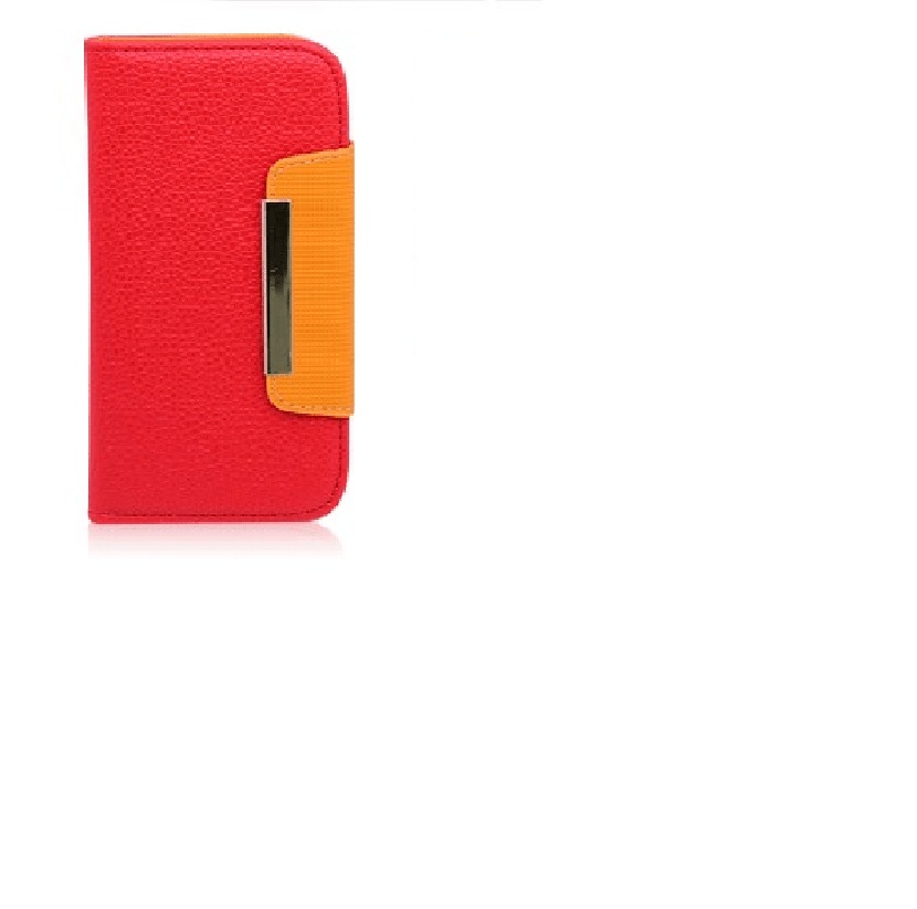 iPhone 5/5S Δερμάτινη Θήκη Πορτοφόλι Κόκκινη Πορτοκαλί