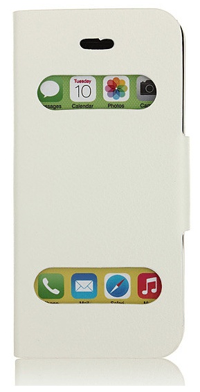 White iPhone 5C Caller ID Leather Stand Case (OEM)