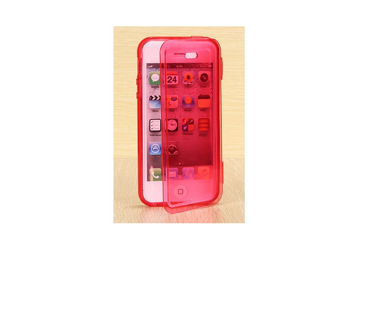 iPhone 5C Red Gel TPU Case with Front Cover (OEM)